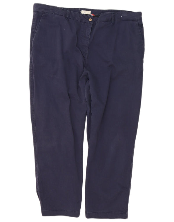 Joules Calça Chino Feminina Reta UK 18 XL W38 L25 Azul Marinho Algodão