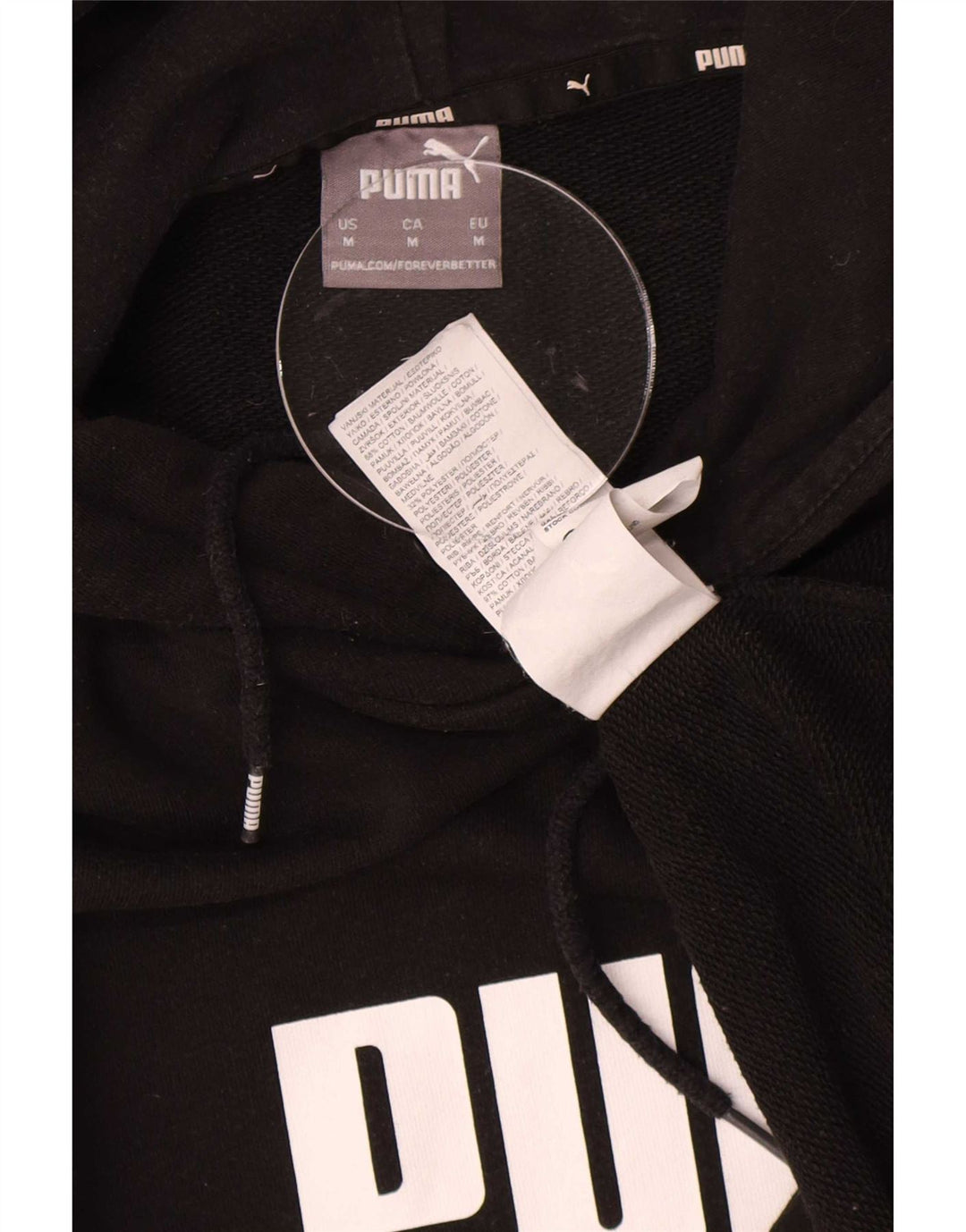 Puma masculino gráfico moletom com capuz médio algodão preto