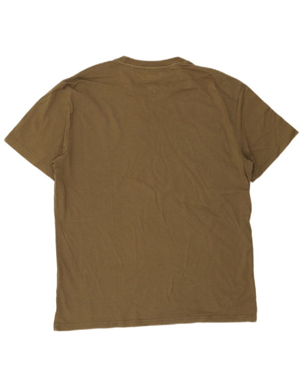 Camiseta masculina Tommy Hilfiger com estampa gráfica grande de algodão cáqui