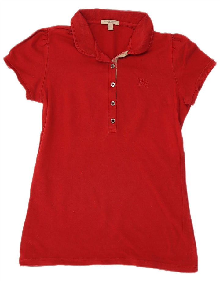 Camisa polo feminina BRIT da Burberry Reino Unido 12 vermelho médio