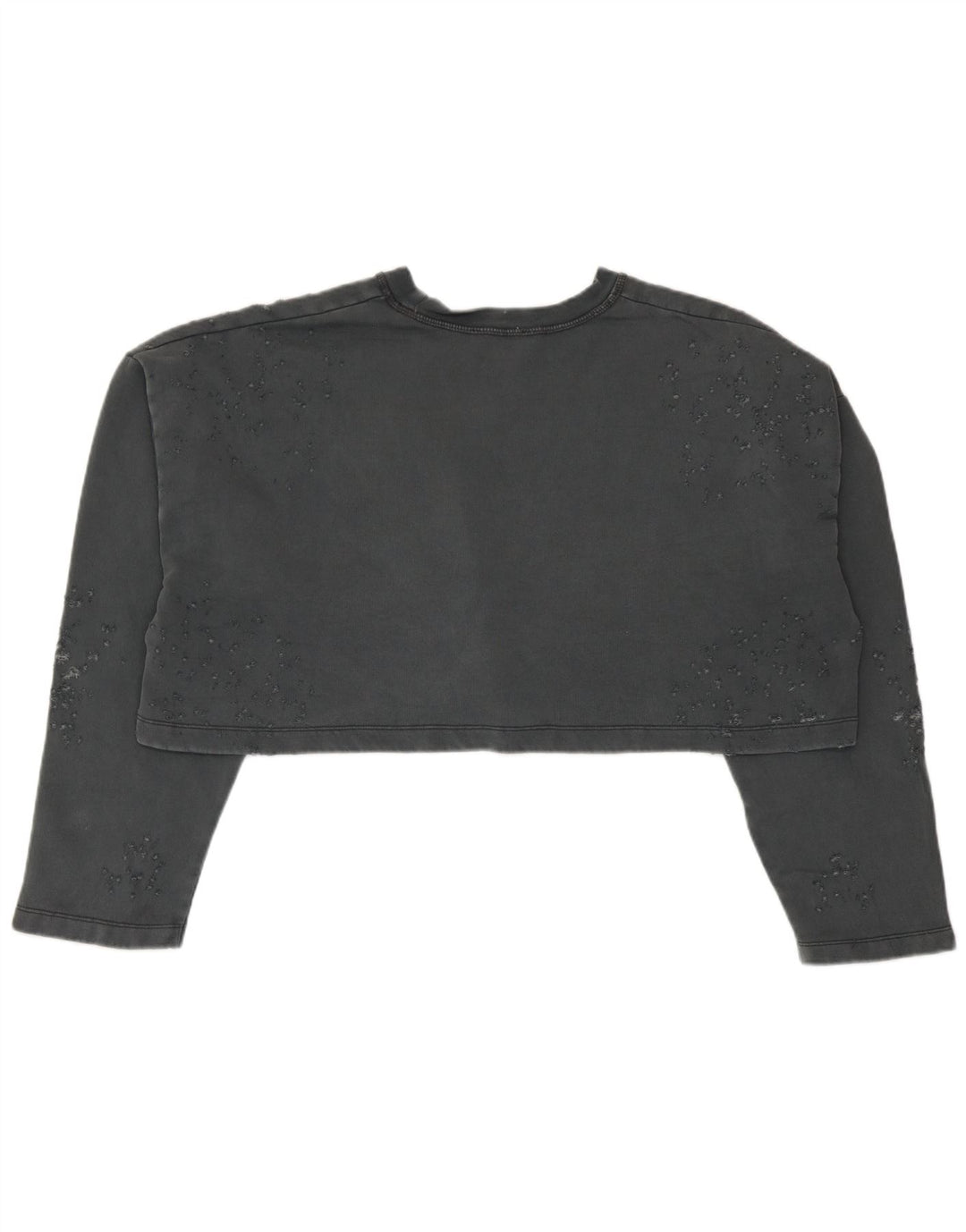 Zara Womens Crop Oversized Moletom Jumper Reino Unido 10 Pequeno Algodão Cinza