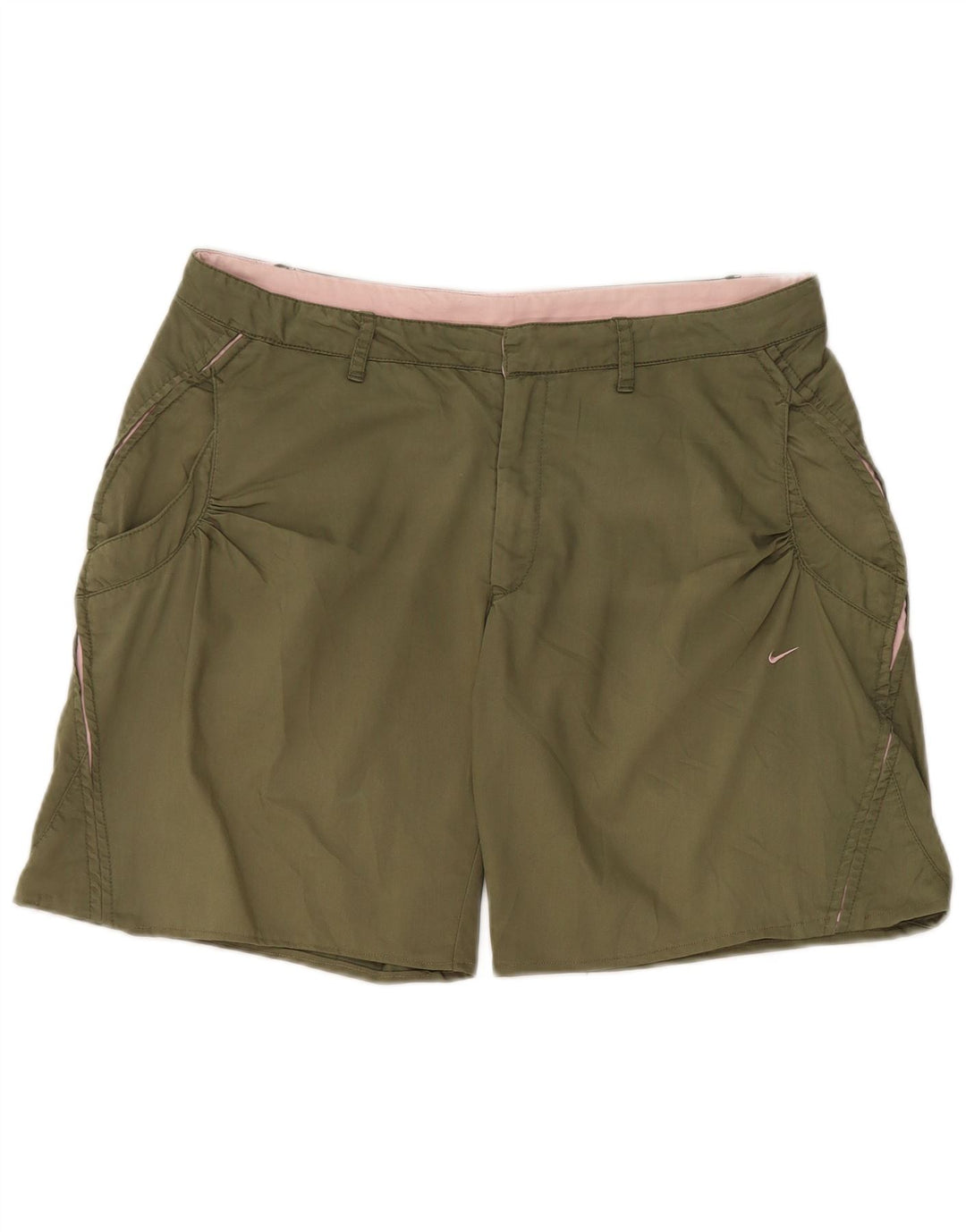 Shorts Nike Chino Feminino UK 12 Médio W32 Cáqui Algodão