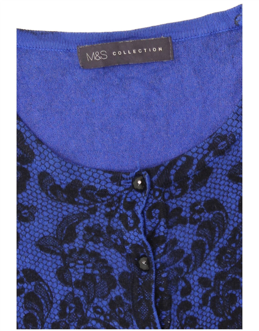 Suéter cardigã feminino Marks & Spencer UK 12 médio azul floral