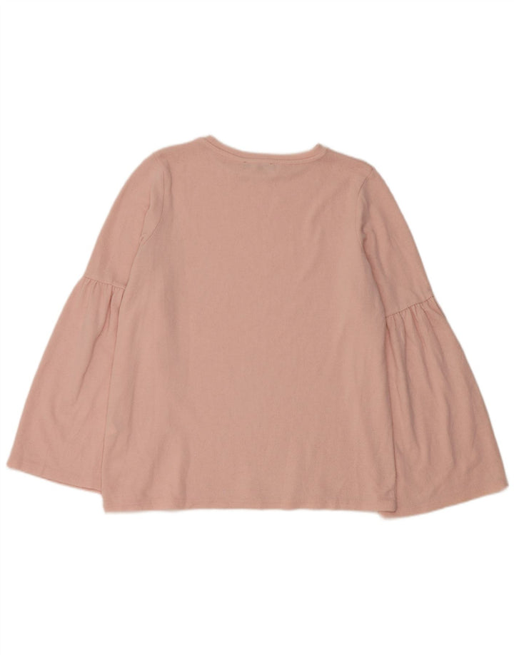 Blusa feminina Zara Trafaluc manga comprida top Reino Unido 14 poliéster rosa médio