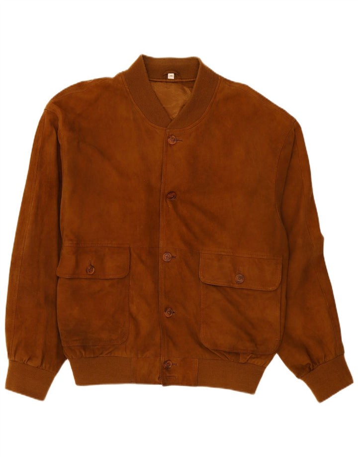 Jaqueta bomber masculina vintage de camurça IT 56 3XL couro marrom