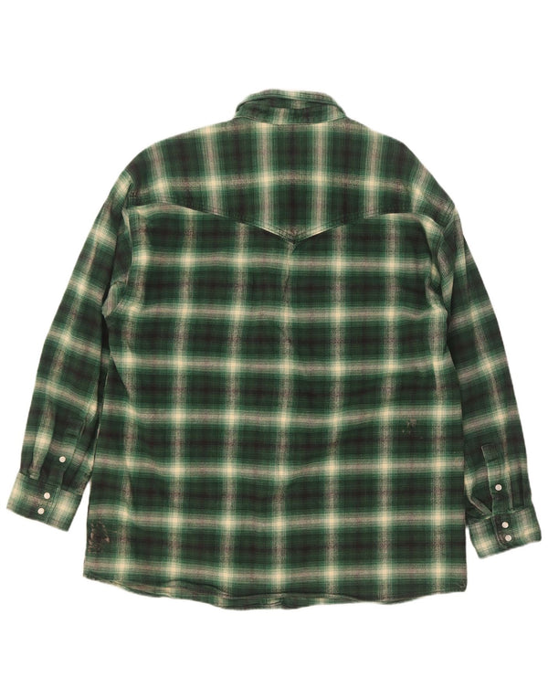 Camisa feminina de flanela Levi's UK 14 algodão xadrez verde médio