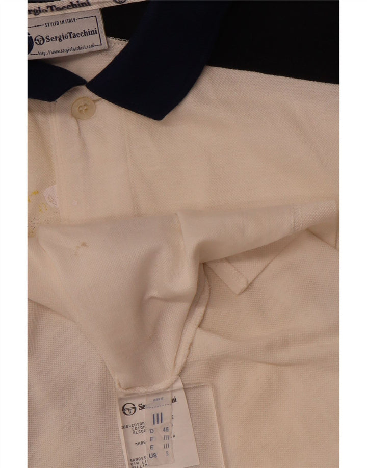 SERGIO TACCHINI Camisa polo masculina gráfica pequena de algodão colorido branco