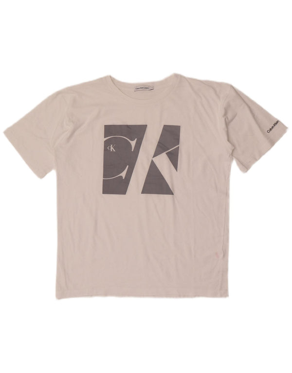 Calvin Klein Jeans Meninos Camiseta gráfica Top 13-14 anos Branco