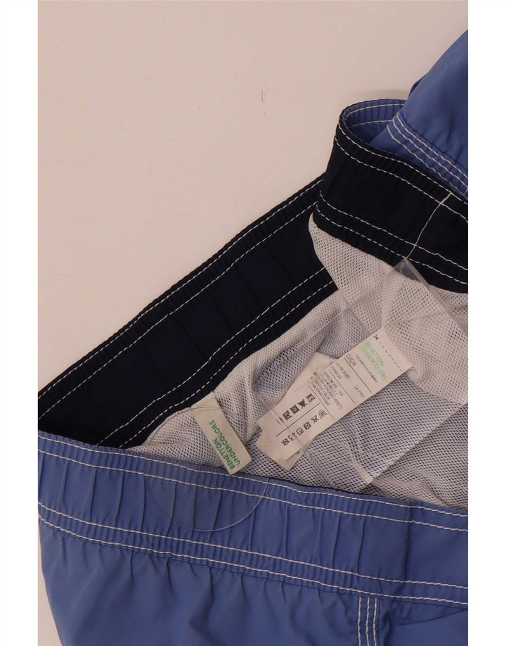 Benetton Shorts de banho masculino pequeno azul algodão