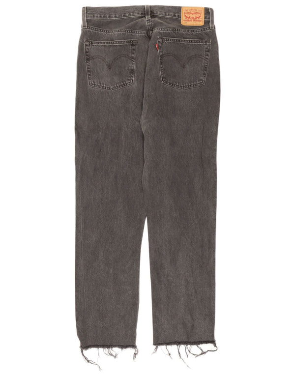 Calça jeans feminina Levi's 501 Straight W30 L30 cinza algodão