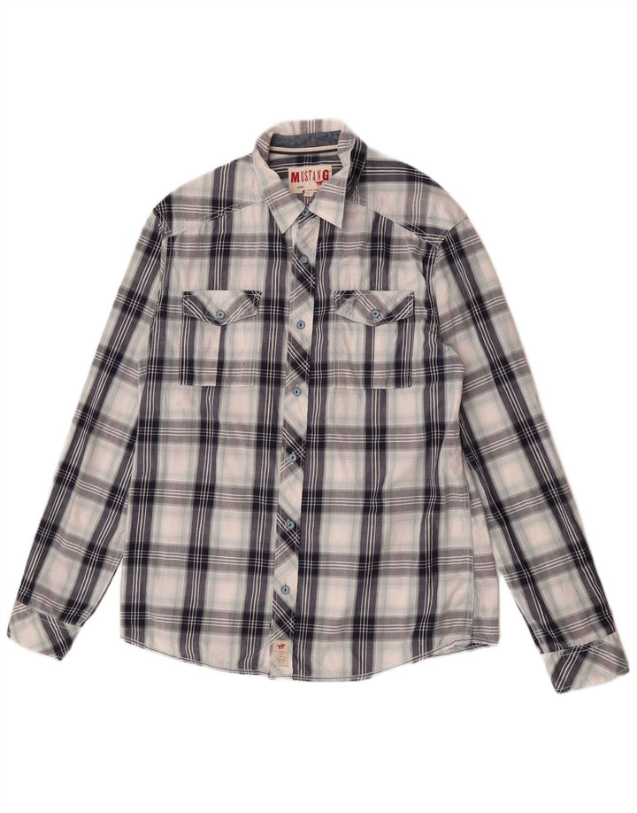 Camisa masculina Mustang grande de algodão xadrez multicolorido