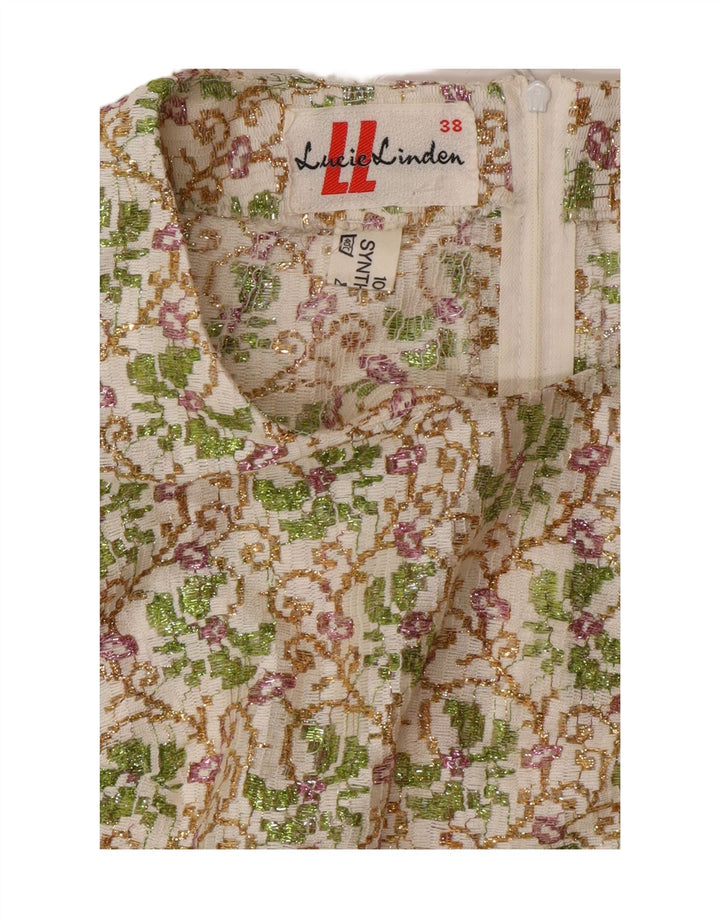 Lucie Linden Vestido Maxi Shift Feminino UE 38 Médio Multicolorido Floral Anos 80