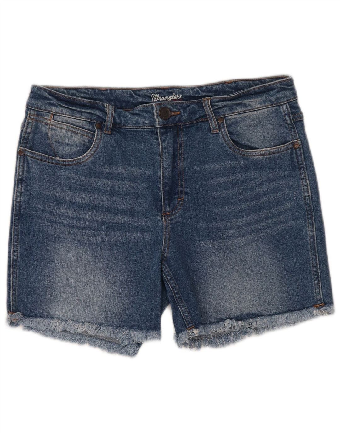 Shorts jeans feminino WRANGLER EUA 7 médio W32 algodão azul