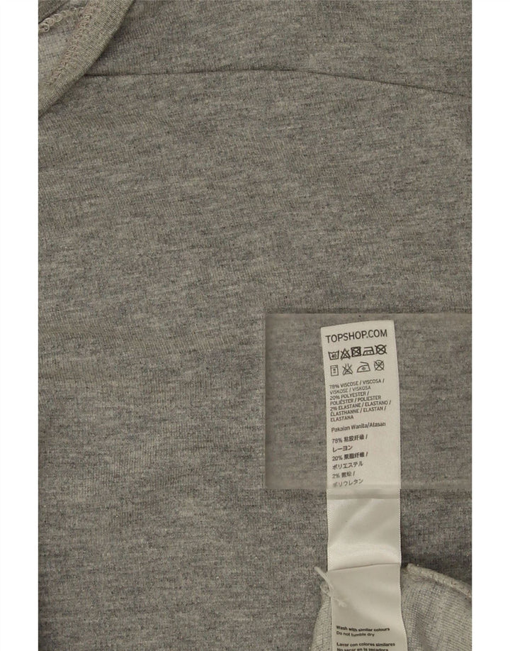 Topshop feminino oversized manga comprida Reino Unido 12 viscose cinza médio