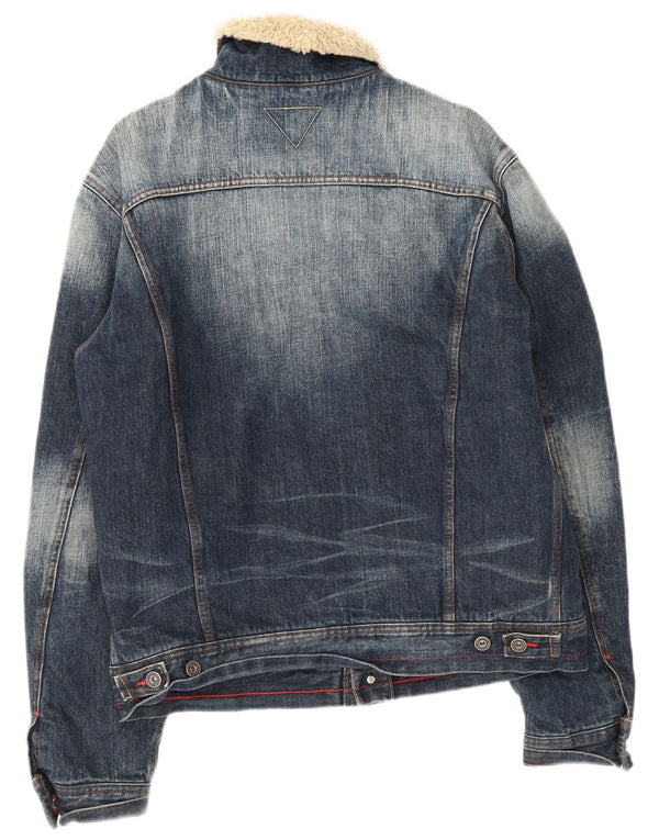 Jaqueta jeans masculina Meltin' Pot Sherpa UK 42 XL algodão azul