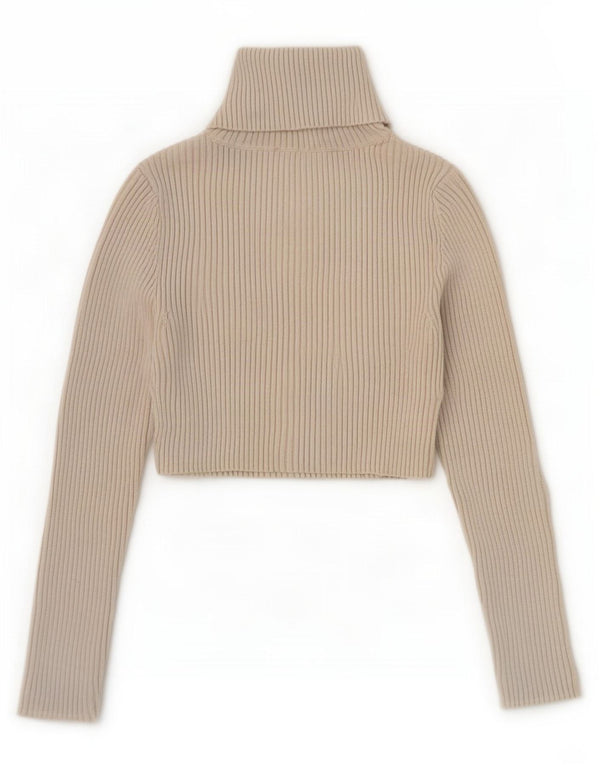 Zara Suéter feminino cropped com gola polo Reino Unido 8 pequeno cinza viscose