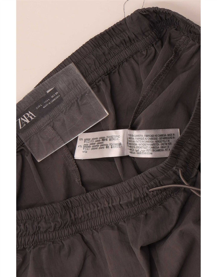 Zara Womens Cargo Tracksuit Calças Joggers UK 14 Grande Cinza Poliéster