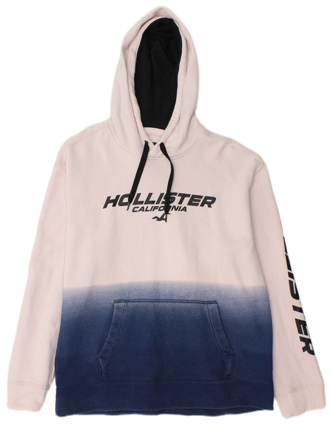 Suéter masculino com capuz gráfico HOLLISTER grande algodão colorido branco