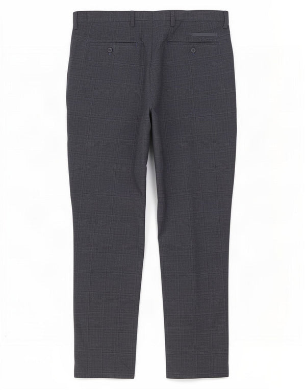 Calça masculina de terno slim Penguin W32 L30 poliéster xadrez azul marinho