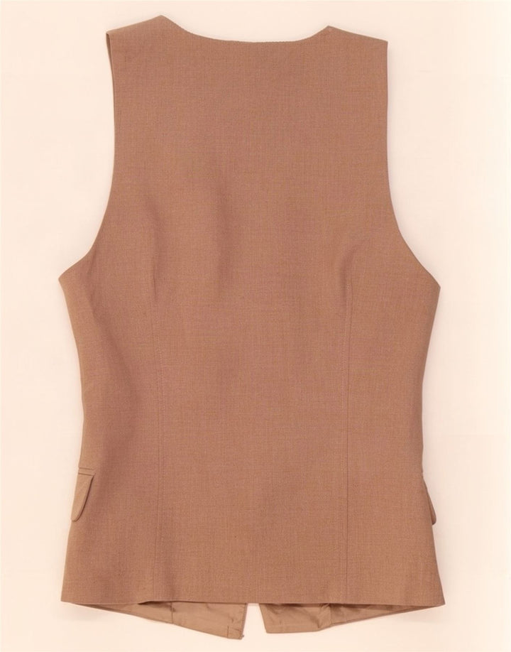 Zara Colete OPEN Feminino UK 4 XS Poliéster Bege