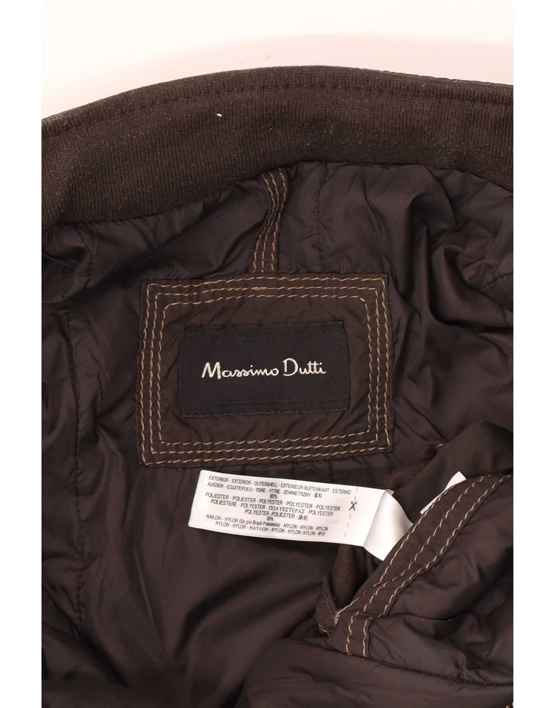 Jaqueta acolchoada masculina Massimo Dutti grande poliéster marrom