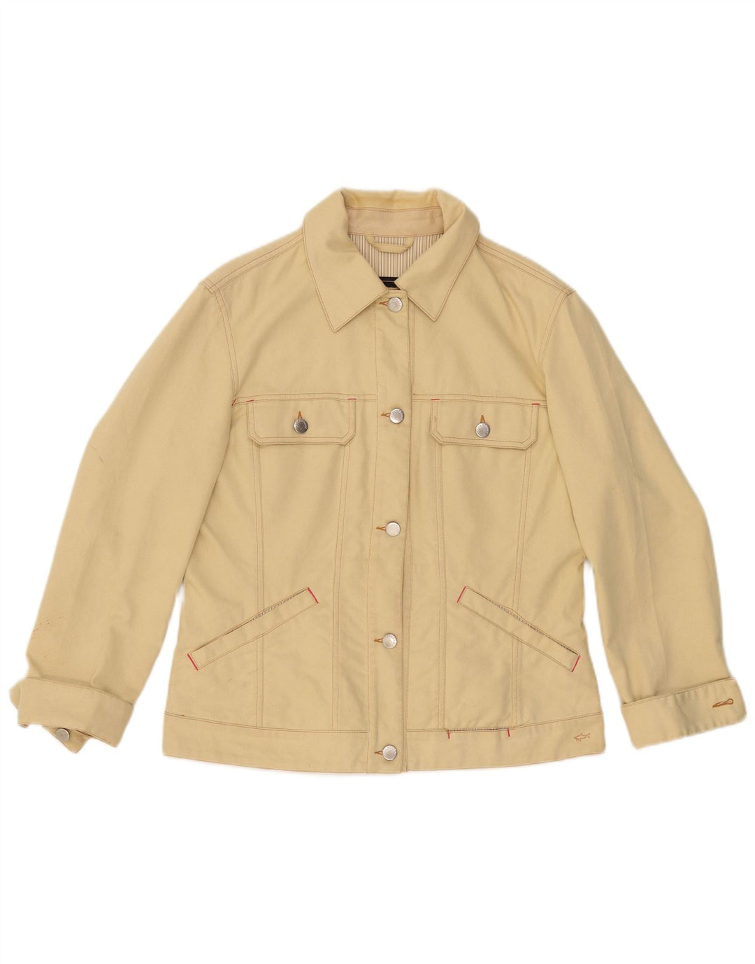 PAUL & SHARK Jaqueta jeans feminina para iate Reino Unido 16 grande algodão amarelo