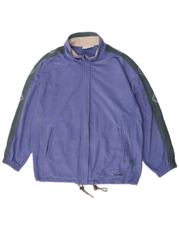 Diadora Womens Oversized Graphic Tracksuit Top Jacket UK 10 Pequeno Roxo