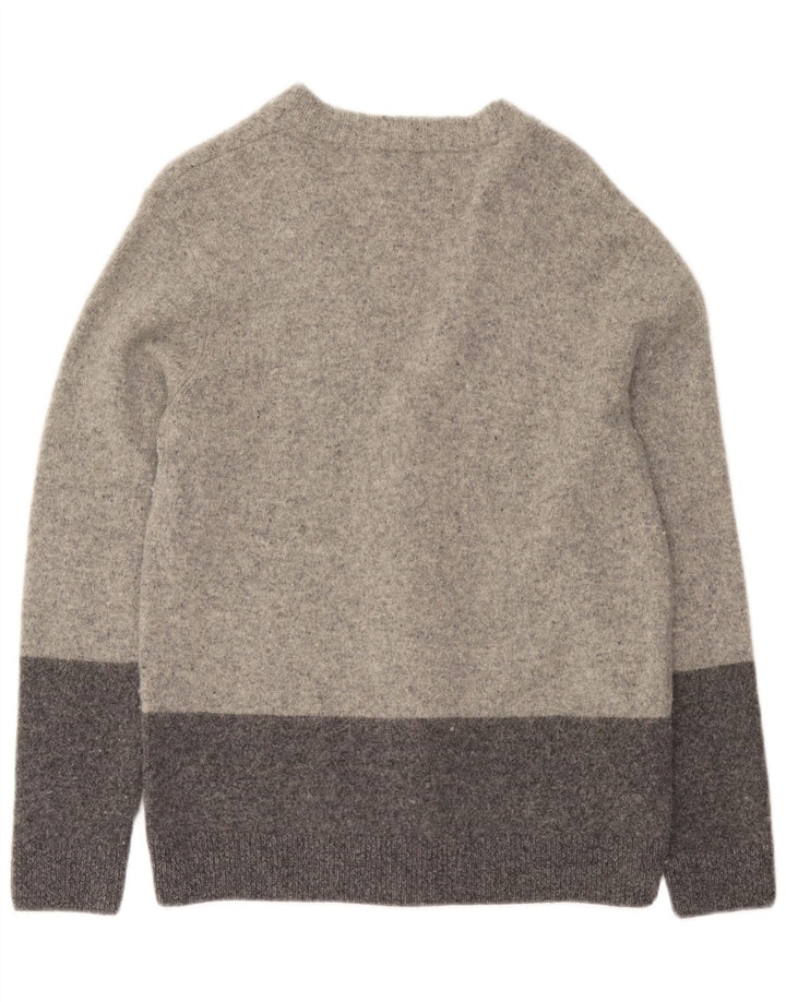 Suéter cardigã masculino Penguin grande cinza colorido bloco de lã de cordeiro