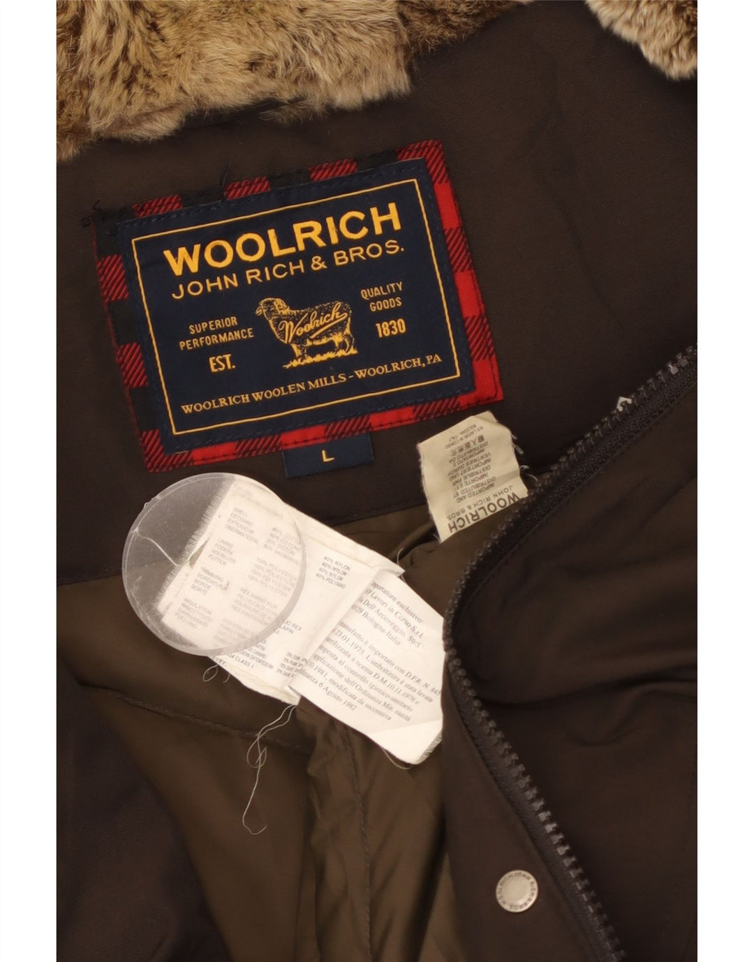 Jaqueta feminina acolchoada com capuz Woolrich Reino Unido 16 grande algodão cáqui