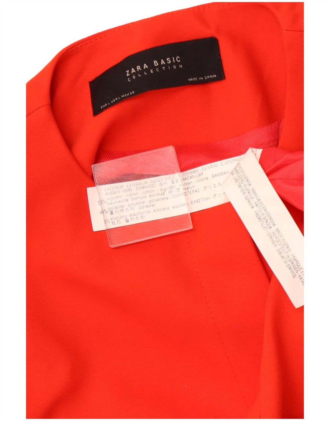 ZARA Jaqueta Blazer Feminina Manga 3/4 Aberta Reino Unido 14 Grande Algodão Laranja