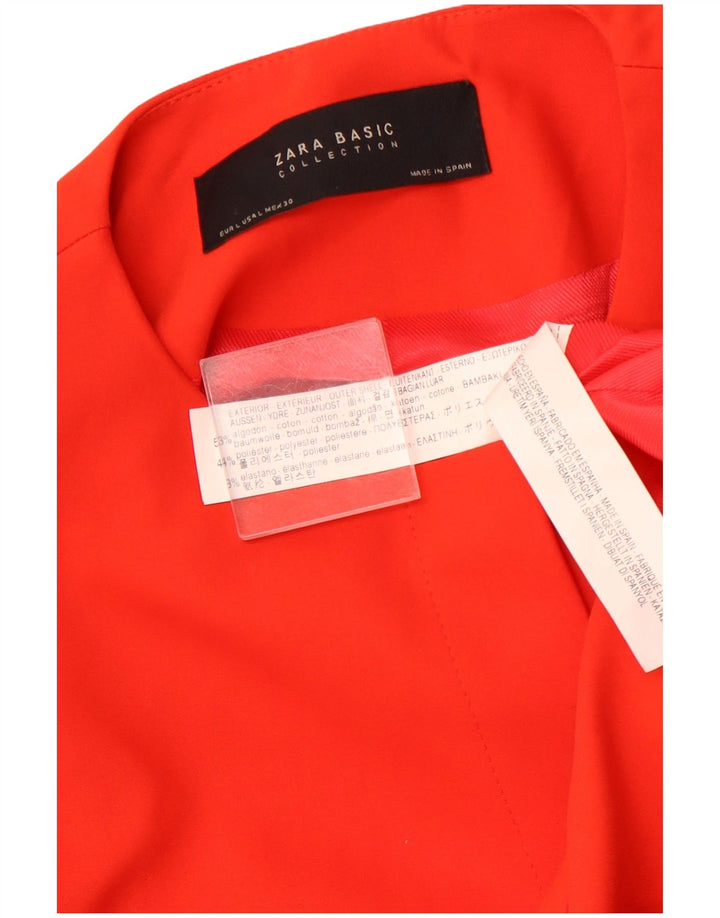 ZARA Jaqueta Blazer Feminina Manga 3/4 Aberta Reino Unido 14 Grande Algodão Laranja