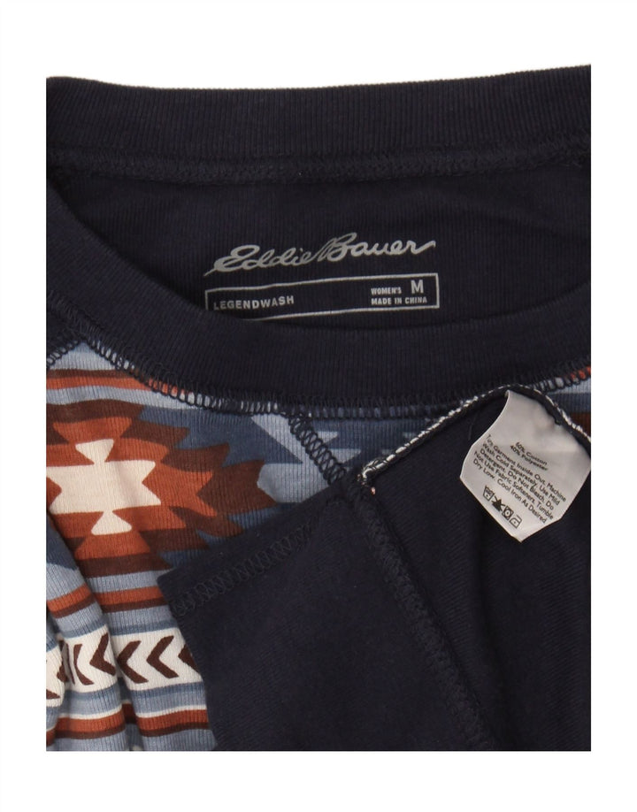 Eddie Bauer moletom feminino jumper UK 14 médio azul marinho algodão