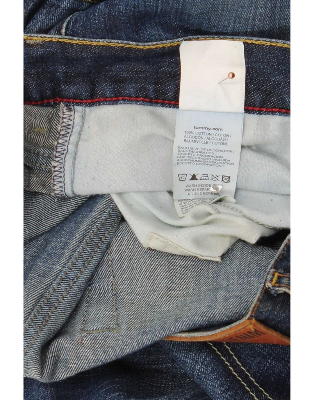 Tommy Hilfiger Masculino Manhattan Bootcut Jeans W38 L34 Azul Algodão