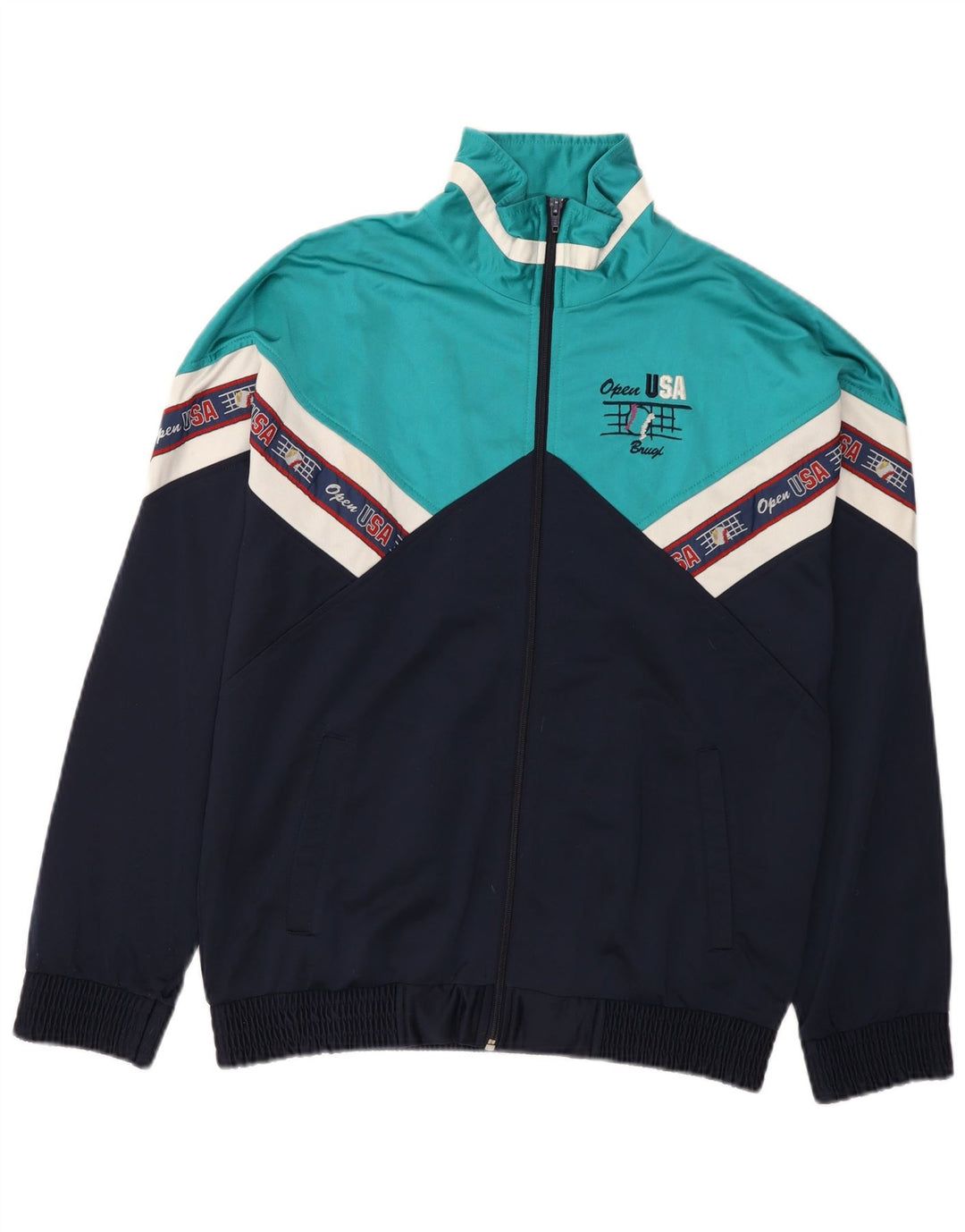 Brugi Mens USA Graphic Tracksuit Top Jacket Médio Azul Marinho Colorblock