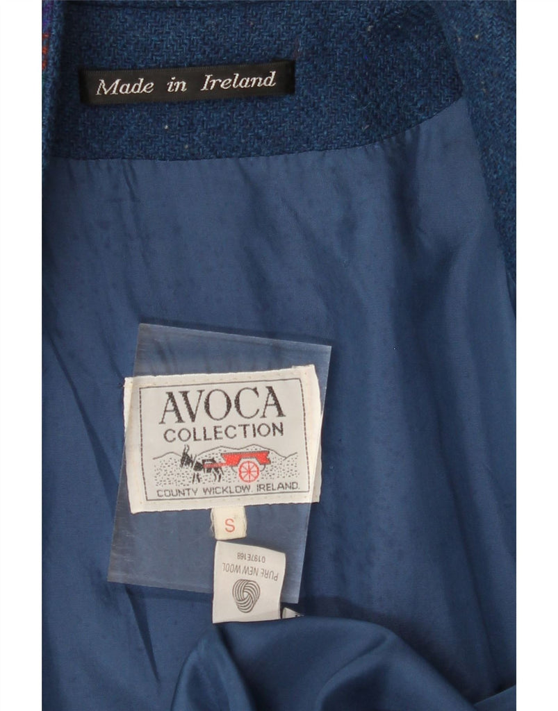 AVOCA Womens Open Overcoat UK 10 Small Blue Check New Wool Vintage Avoca and Second-Hand Avoca from Messina Hembry 