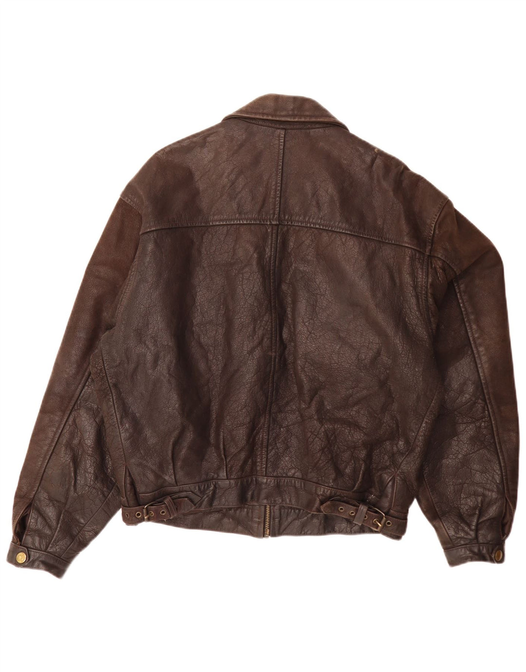Jaqueta de couro masculina vintage IT 50 grande marrom