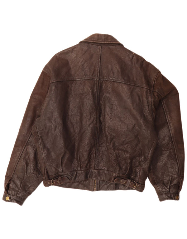 Jaqueta de couro masculina vintage IT 50 grande marrom