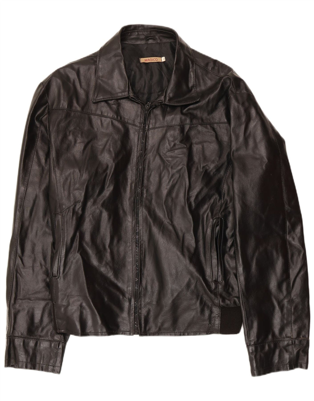 Jaqueta de couro masculina vintage UK 42 XL couro preto