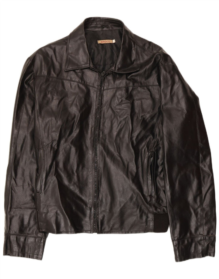 Jaqueta de couro masculina vintage UK 42 XL couro preto