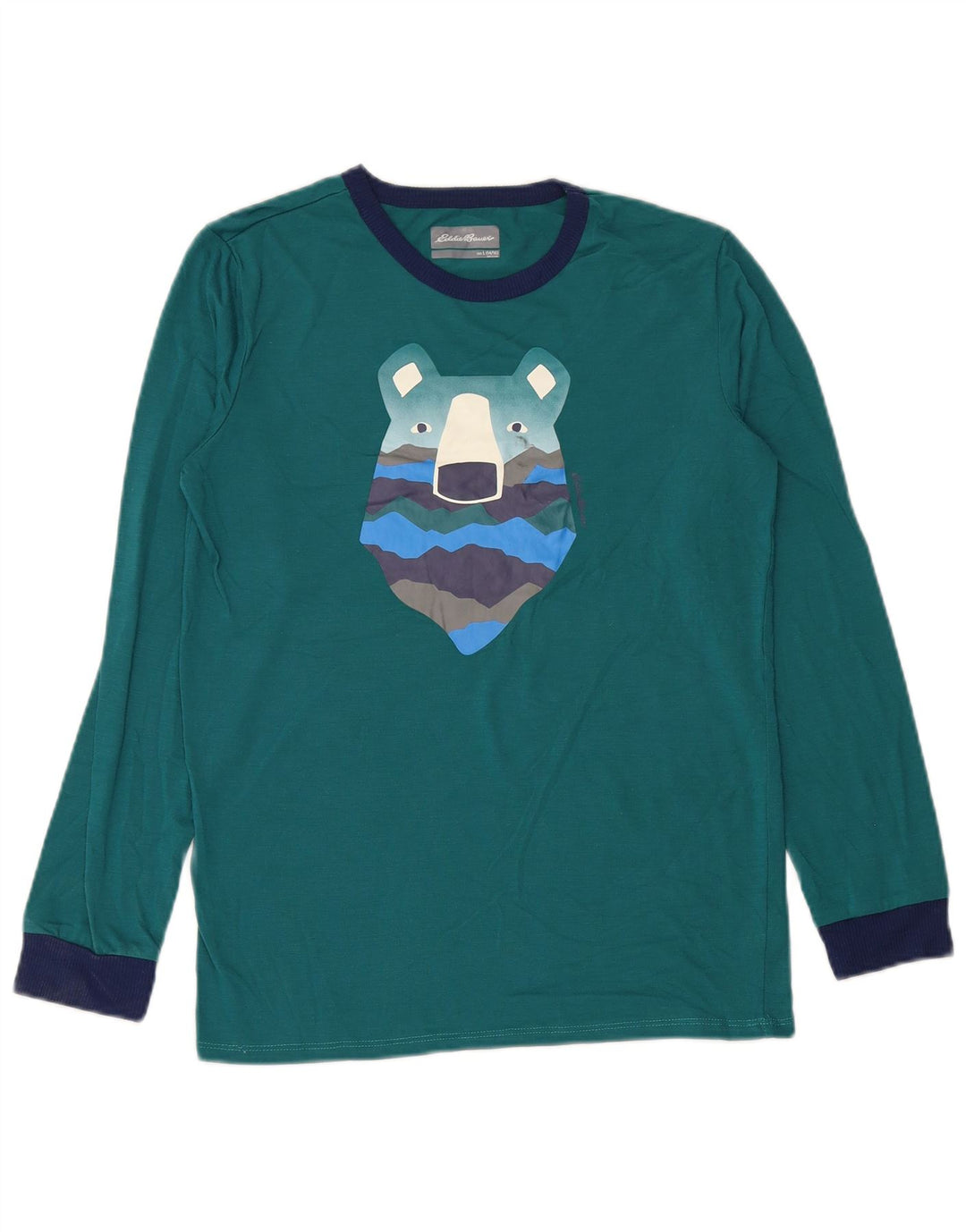 EDDIE BAUER Camiseta gráfica masculina manga comprida 13-14 anos grande verde