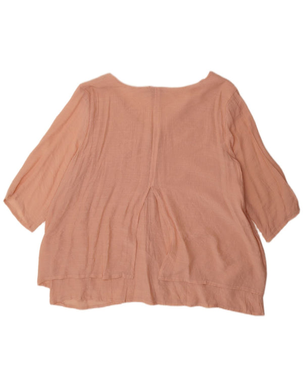Marks & Spencer Top feminino autograph manga 3/4 Reino Unido 18 XL viscose rosa