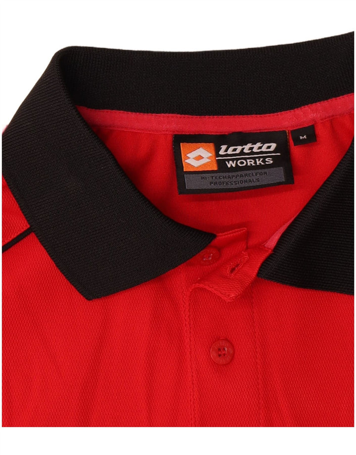 Camisa polo masculina de rugby Lotto poliéster colorblock vermelho médio