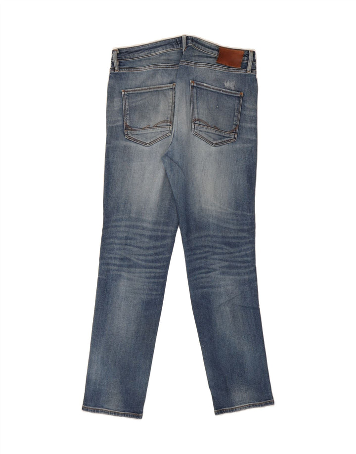 JACK & JONES Mens Distressed Slim Jeans W34 L32 Blue Cotton Vintage Jack & Jones and Second-Hand Jack & Jones from Messina Hembry 