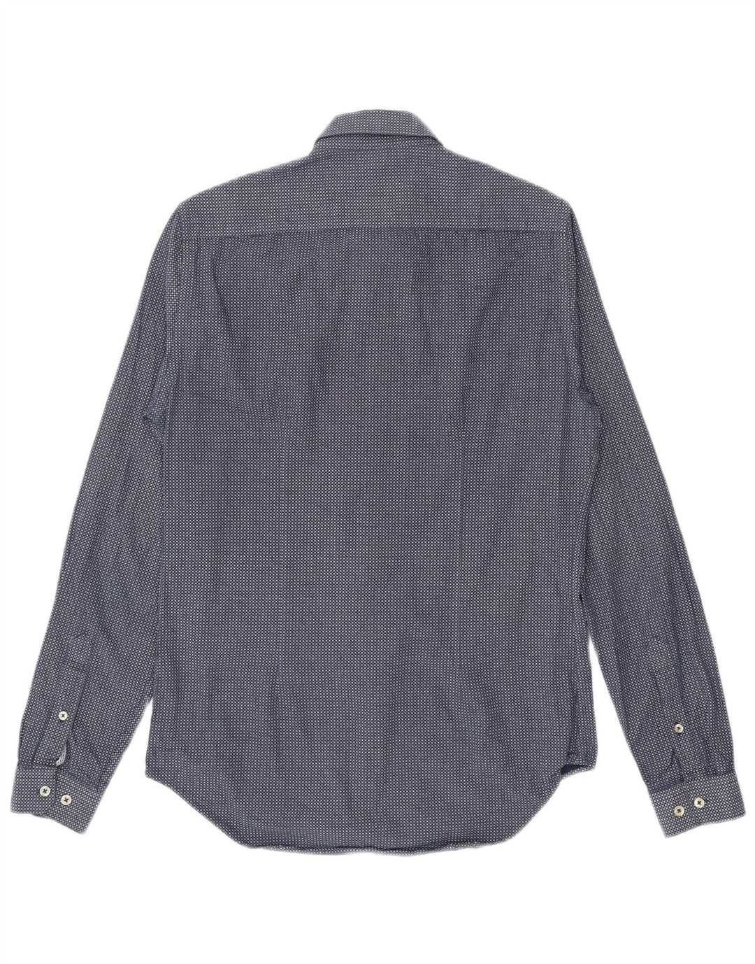 Zara Camisa masculina slim fit pequena azul marinho guingão