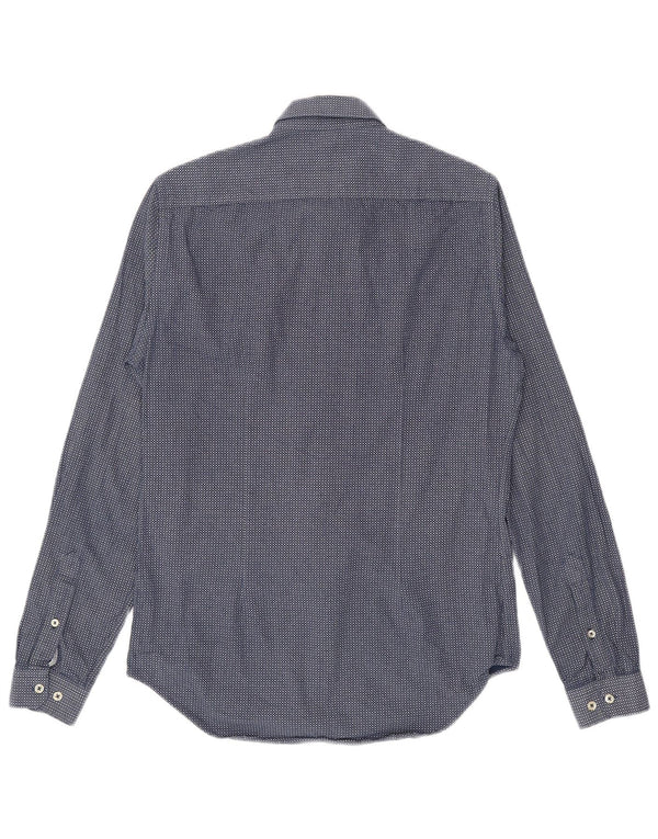 Zara Camisa masculina slim fit pequena azul marinho guingão