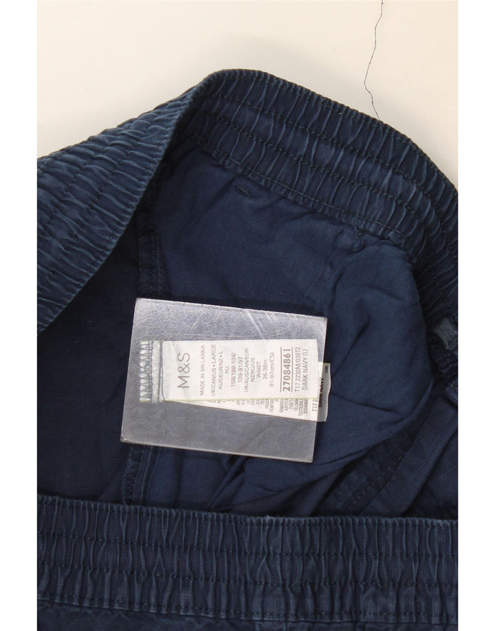 Shorts chino masculino MARKS & SPENCER grande W36 algodão azul marinho