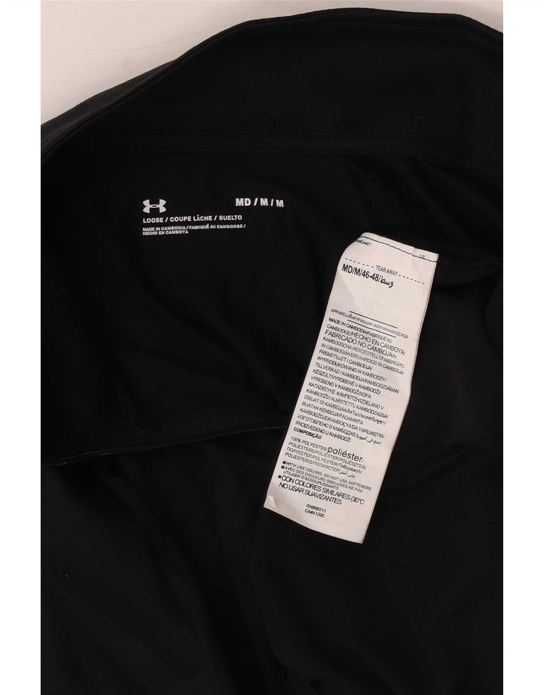 Under Armour Mens Zip Neck Pulôver Treino Top Médio Poliéster Preto