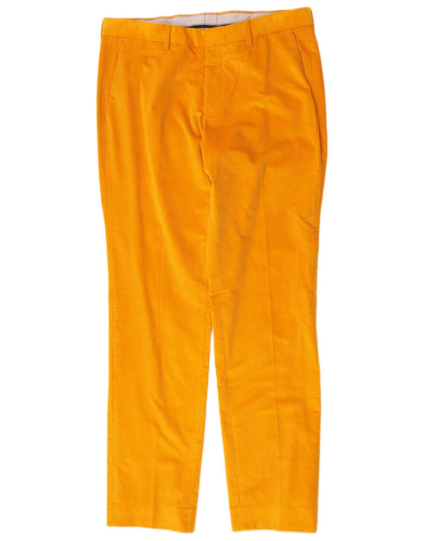 Calça masculina de veludo reto Hugo Boss IT 48 médio W32 L32 amarelo