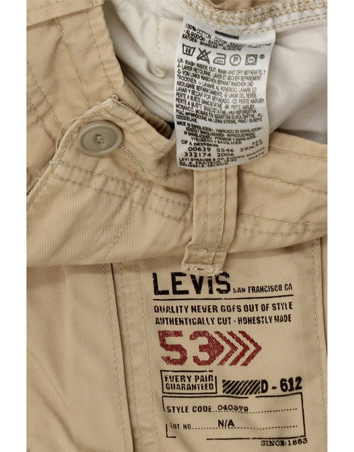 Shorts cargo masculino Levi's W29 pequeno algodão bege