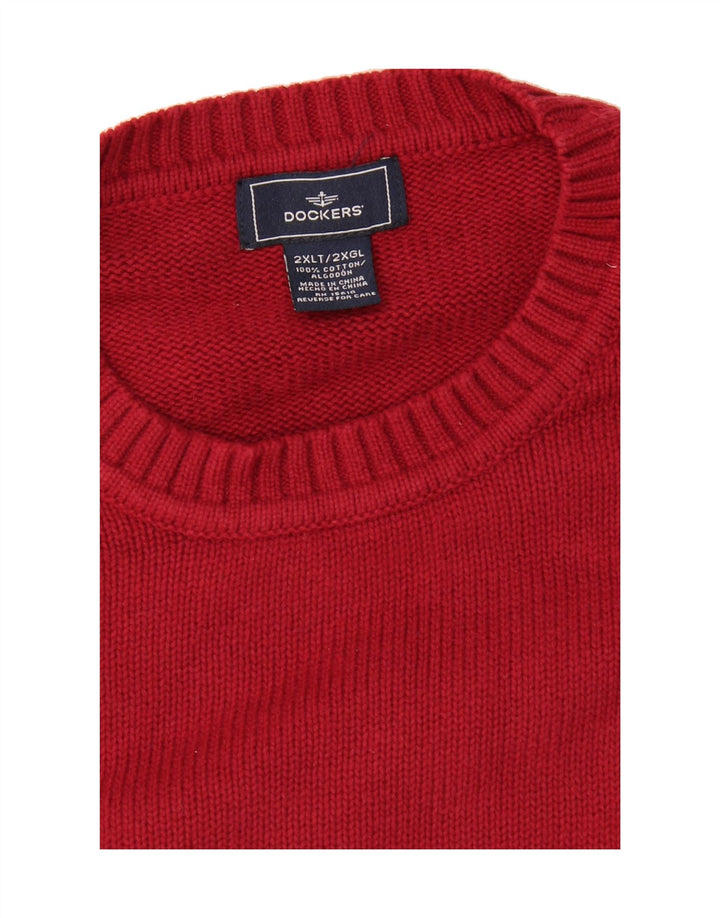 DOCKERS Mens Big & Tall Crew Neck Jumper Sweater 2XL Burgundy Cotton Vintage Dockers and Second-Hand Dockers from Messina Hembry 